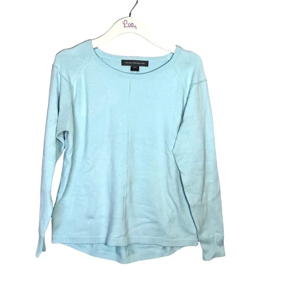 French Connection Della Vhari Crewneck Pull On Sweater Light Blue Size Medium